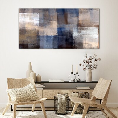Abstract mosaic in shades of blue Glass Wall Art