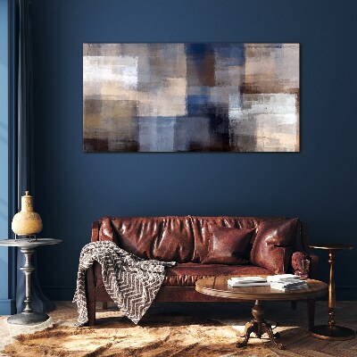 Abstract mosaic in shades of blue Glass Wall Art
