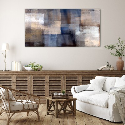 Abstract mosaic in shades of blue Glass Wall Art
