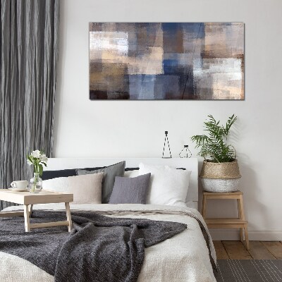 Abstract mosaic in shades of blue Glass Wall Art