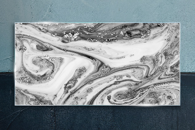 Monochromatic swirls with metallic accents Glass Print