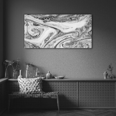 Monochromatic swirls with metallic accents Glass Print