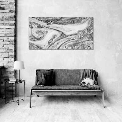 Monochromatic swirls with metallic accents Glass Print