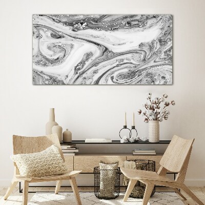 Monochromatic swirls with metallic accents Glass Print