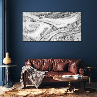 Monochromatic swirls with metallic accents Glass Print