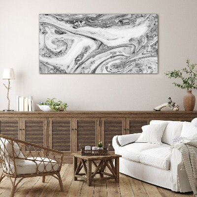 Monochromatic swirls with metallic accents Glass Print