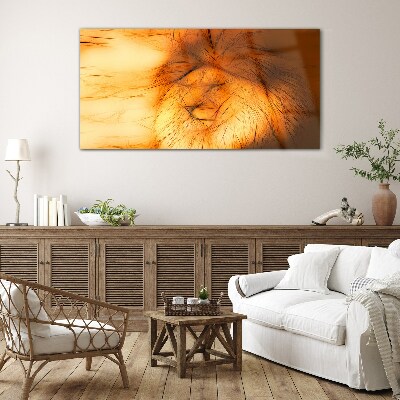 Golden Lion in Abstract Form Glass Wall Art