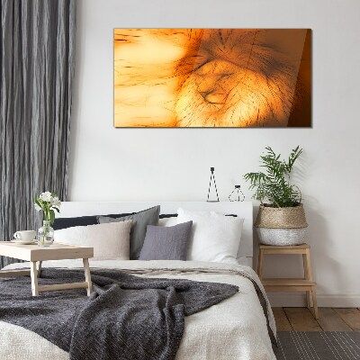 Golden Lion in Abstract Form Glass Wall Art