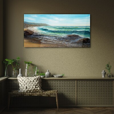 Calm waves on the seashore Glass Print