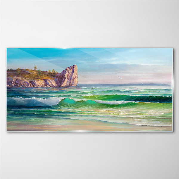 Coast waves nature Glass Print