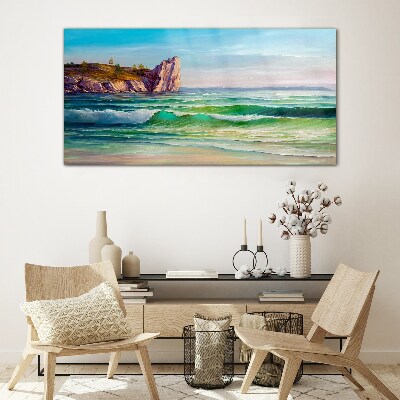 Coast waves nature Glass Print