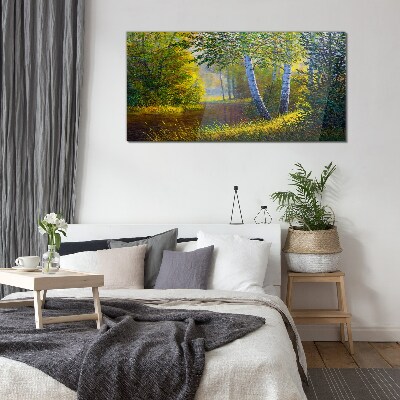 Golden light on the river bank Glass Print