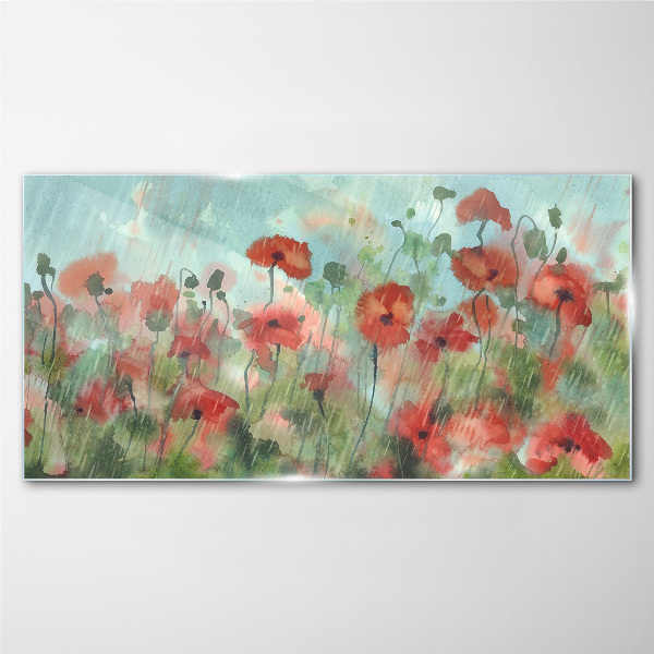 A floral landscape in a spring aura Glass Print