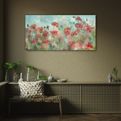 Flowers plants poppies rain Glass Print