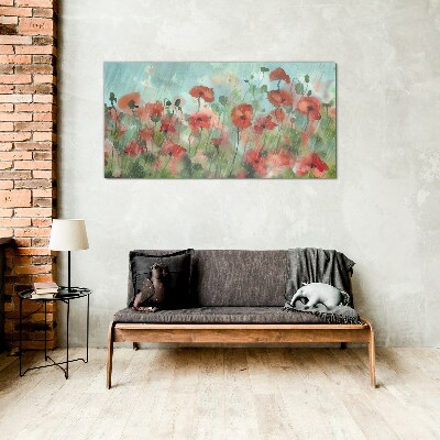A floral landscape in a spring aura Glass Print