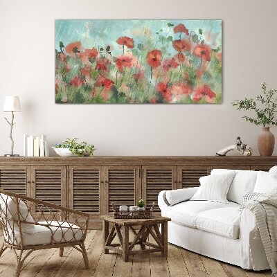 A floral landscape in a spring aura Glass Print