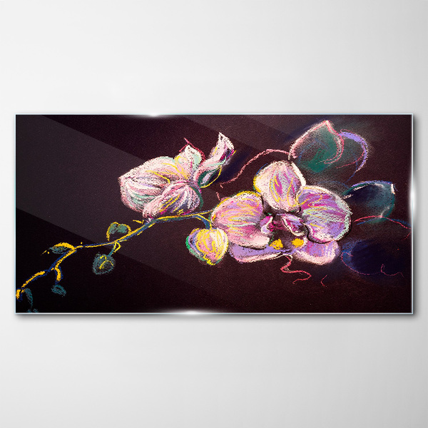 Floral composition on a dark background Glass Wall Art