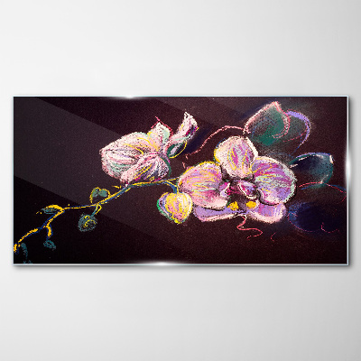 Floral composition on a dark background Glass Wall Art
