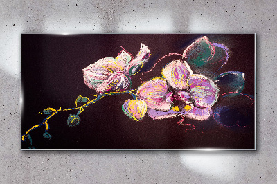 Floral composition on a dark background Glass Wall Art