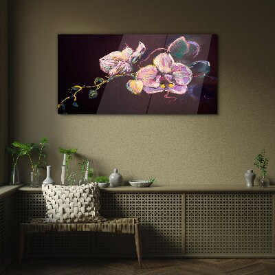 Abstract flowers leaves Glass Wall Art