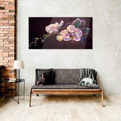 Floral composition on a dark background Glass Wall Art