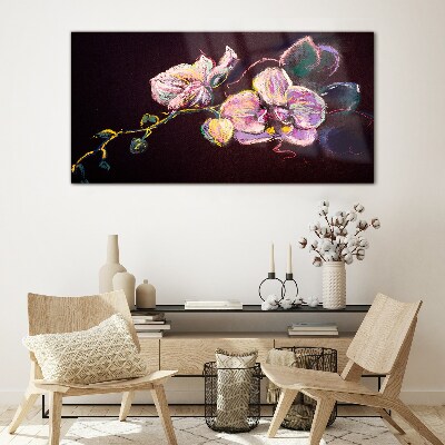 Floral composition on a dark background Glass Wall Art
