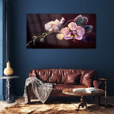 Abstract flowers leaves Glass Wall Art