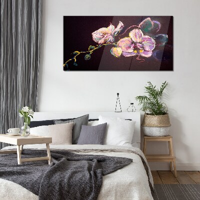 Floral composition on a dark background Glass Wall Art