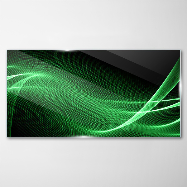 Green energy waves Glass Print