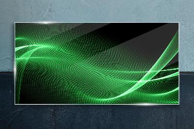 Green energy waves Glass Print