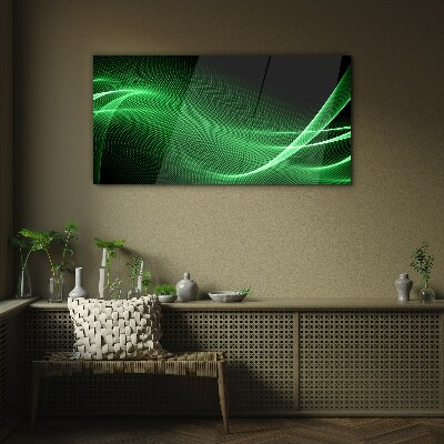 Green energy waves Glass Print