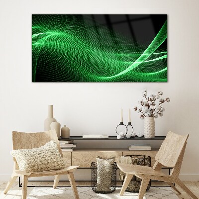 Green energy waves Glass Print