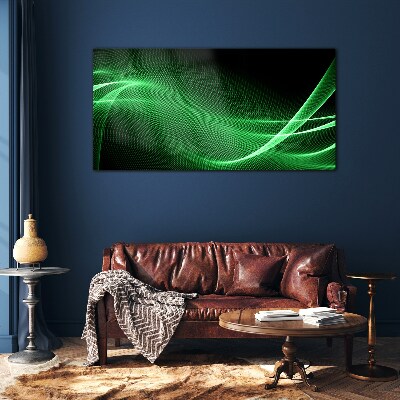Green energy waves Glass Print