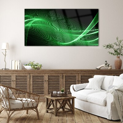 Green energy waves Glass Print