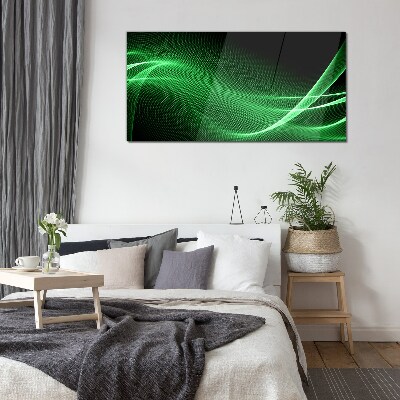 Green energy waves Glass Print