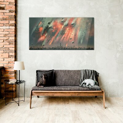 Apocalyptic cityscape Glass Print