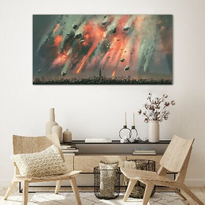 Apocalyptic cityscape Glass Print