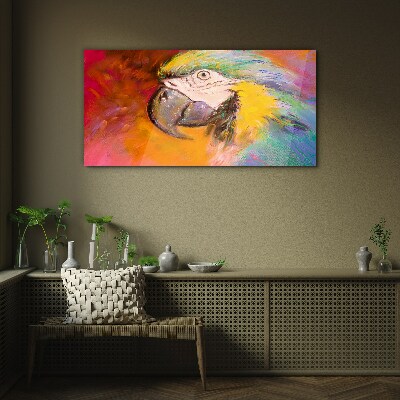 Tropical parrot in joyful colors Glass Wall Art