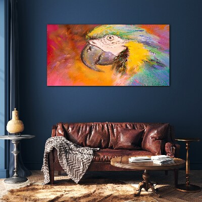 Tropical parrot in joyful colors Glass Wall Art