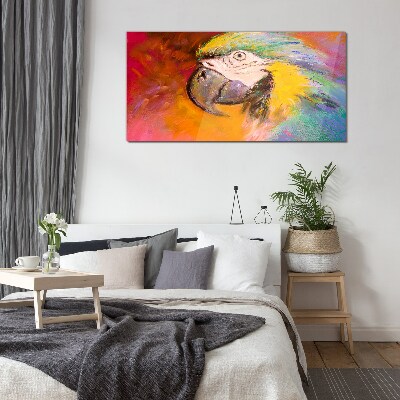 Tropical parrot in joyful colors Glass Wall Art