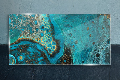 Ocean waves in blue tones Glass Print