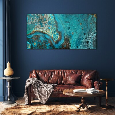 Ocean waves in blue tones Glass Print
