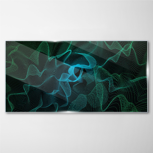 Waves and lines in motion Glass Print