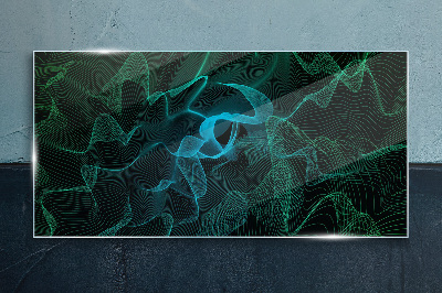 Waves and lines in motion Glass Print