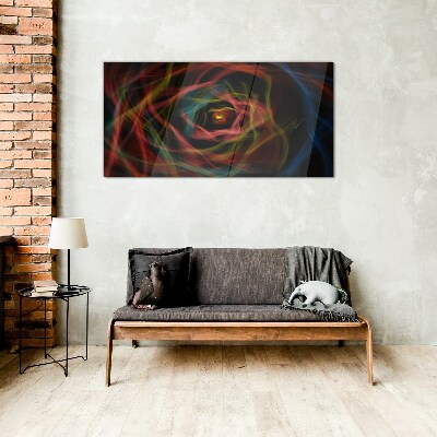 A swirl of colored lights Glass Print
