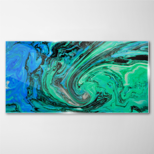 Swirling shades of blue and green Glass Print