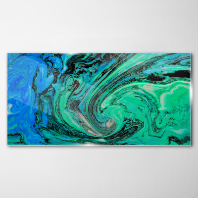Swirling shades of blue and green Glass Print