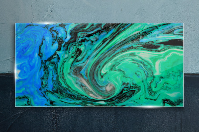 Swirling shades of blue and green Glass Print