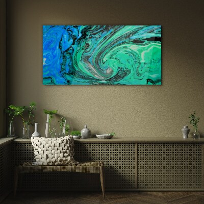 Swirling shades of blue and green Glass Print