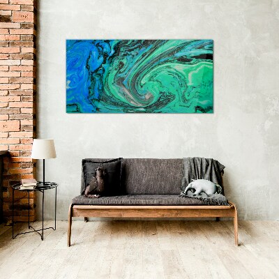 Swirling shades of blue and green Glass Print